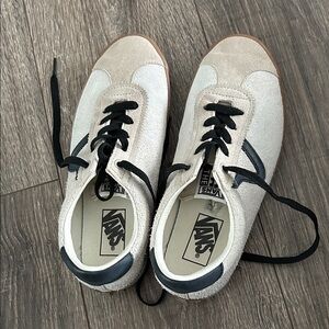 Vans Cream and Black Suede Sneakers